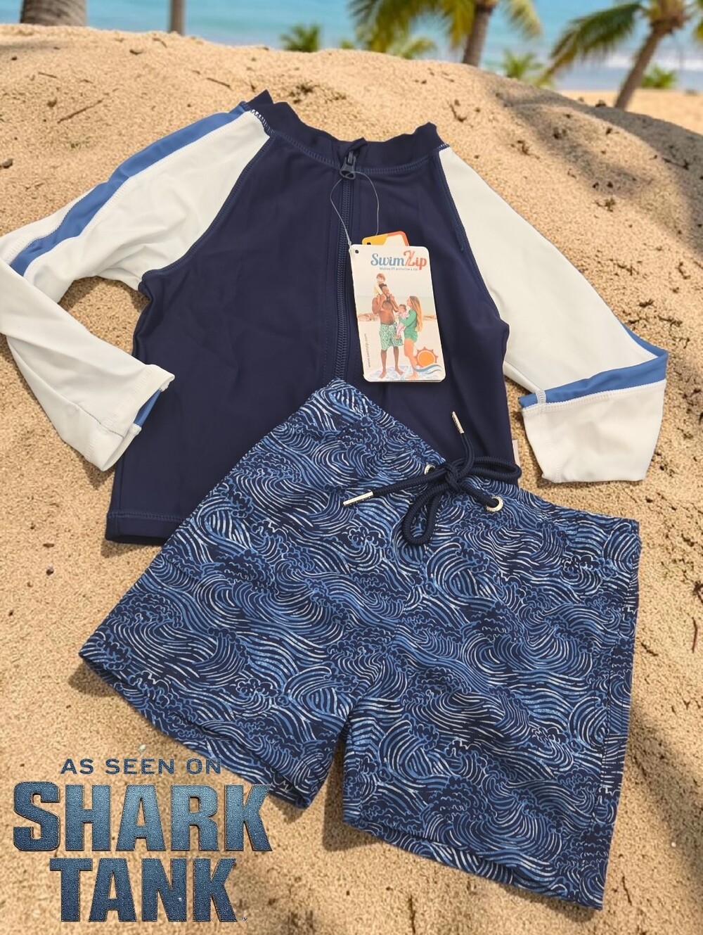 Shark Tank swimzip 2pc swimsuit set Bous 18-24 months